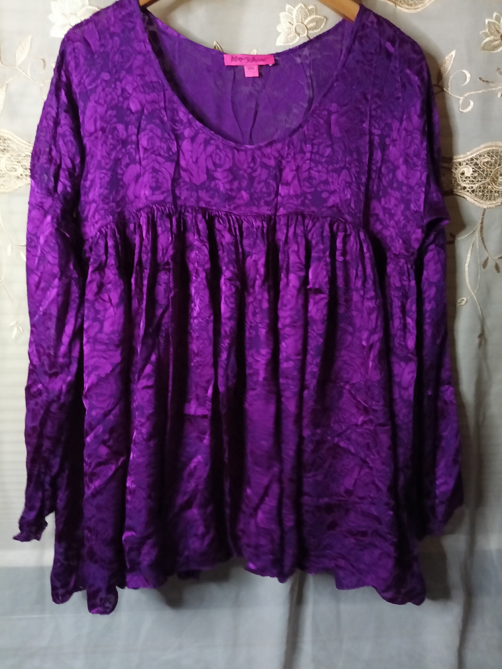 Betsey Johnson Purple Floral Peasant Tunic Top